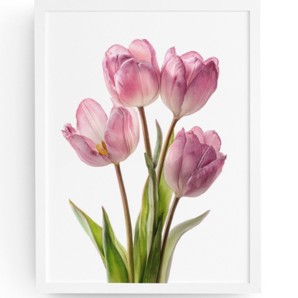 Watercolor Tulips Wall Art Illustration Print Poster Unframed